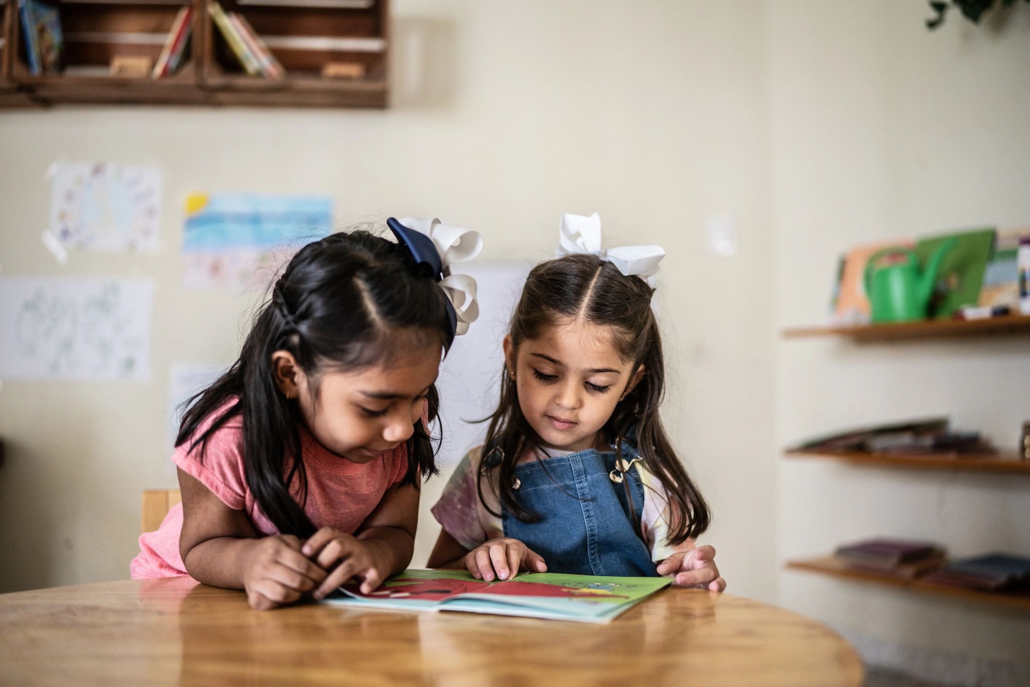 children reading illustrated books