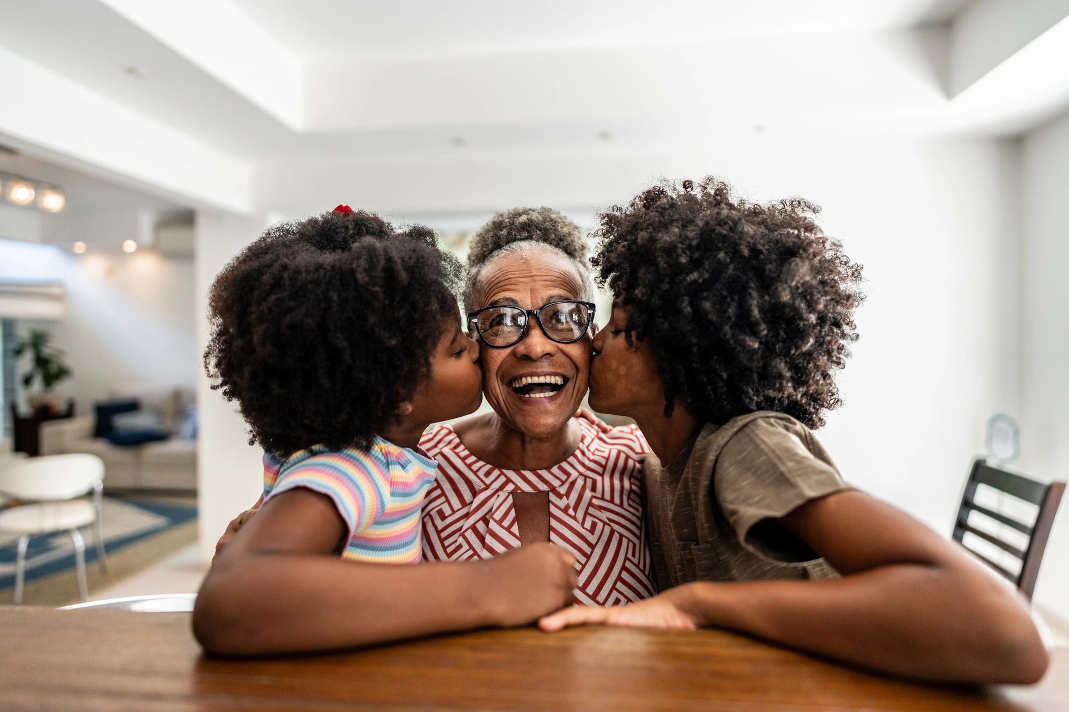 African American grandmother with children
