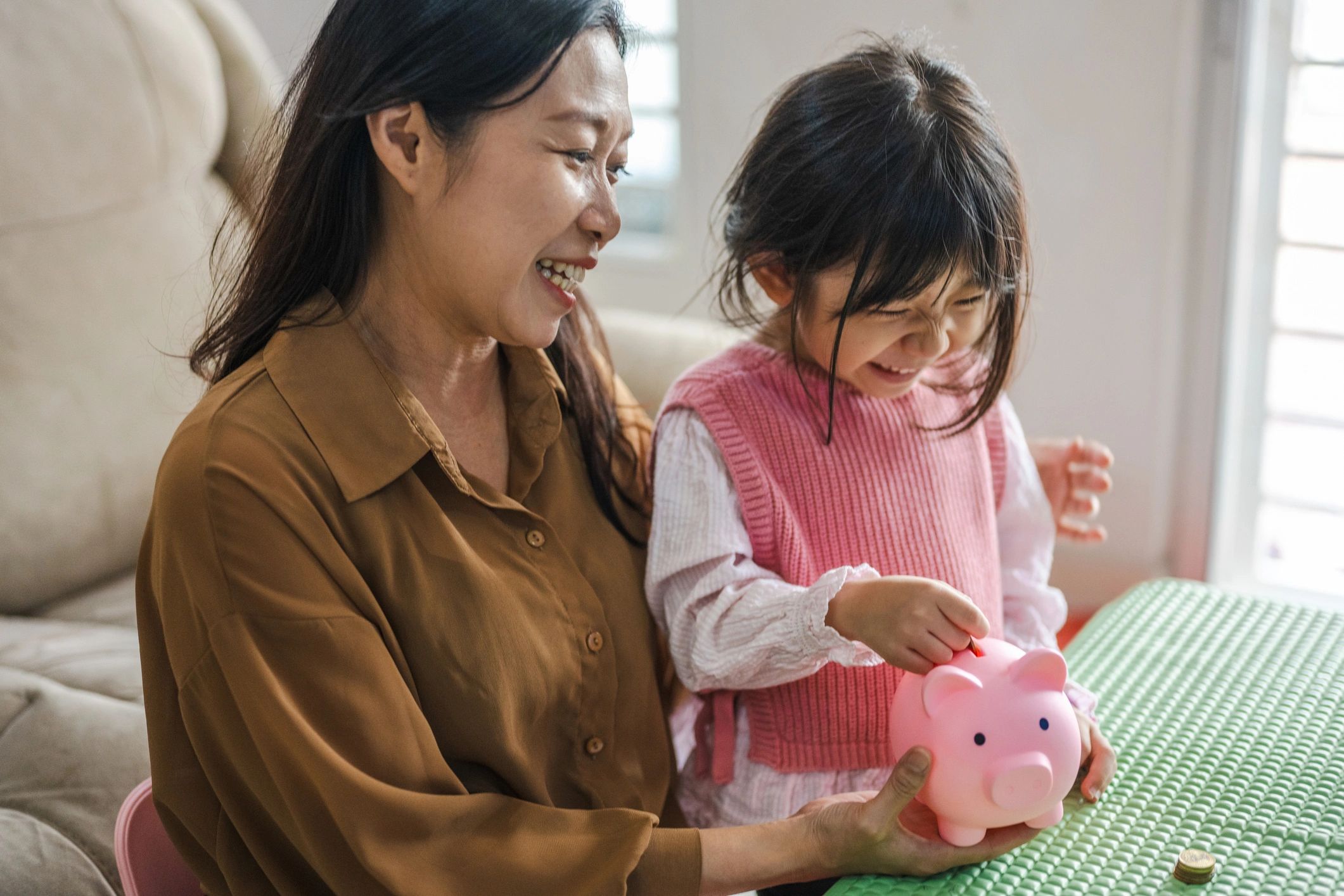 piggy bank with family